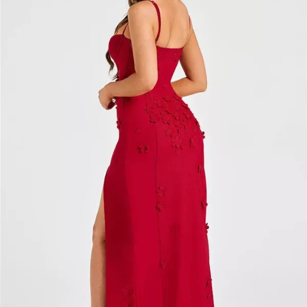 3D Floral High Neck Dress in red beniz kloset online shop