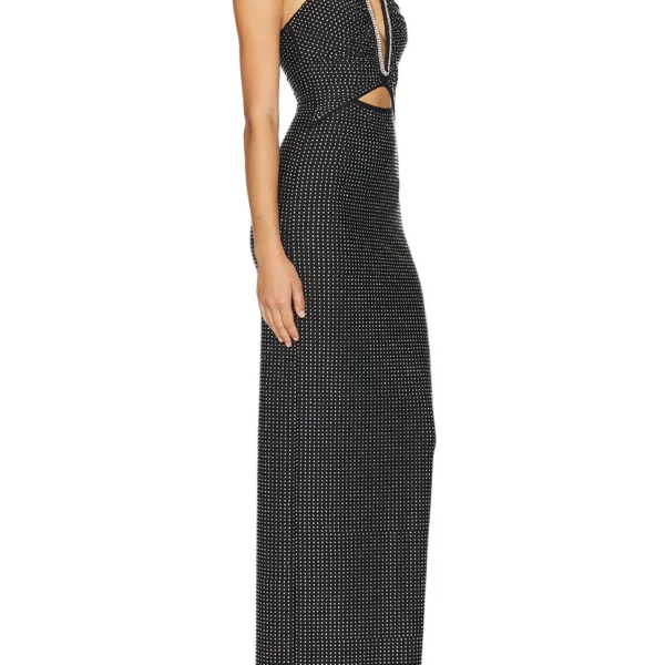 Crystal Studded Plunge Gown - Beniz Kloset Online Shop