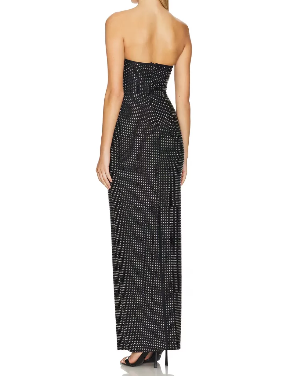 Crystal Studded Plunge Gown - Beniz Kloset Online Shop