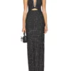 Crystal Studded Plunge Gown - Beniz Kloset Online Shop