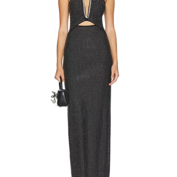 Crystal Studded Plunge Gown - Beniz Kloset Online Shop