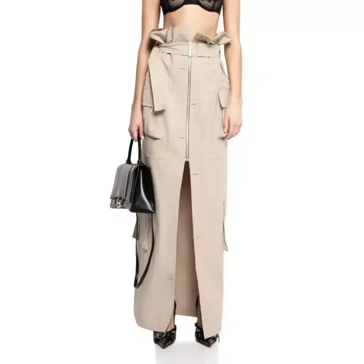 High-Waisted Utility Long Skirt - Beniz Kloset