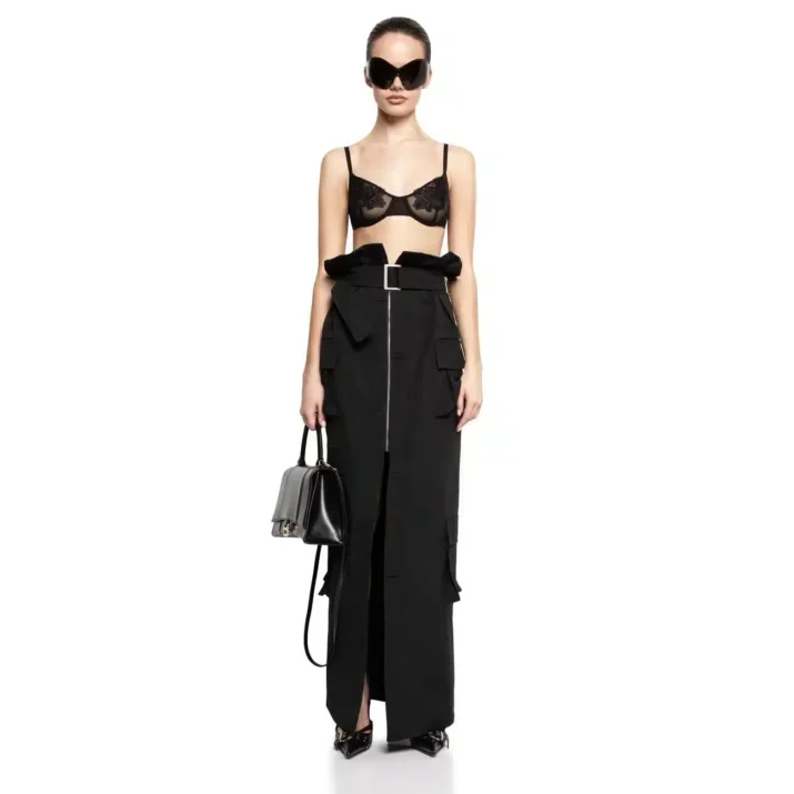 High-Waisted Utility Long Skirt - Beniz Kloset