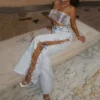 Lace-Up Side Wide-Leg Jeans - Beniz Kloset- Shop women clothing