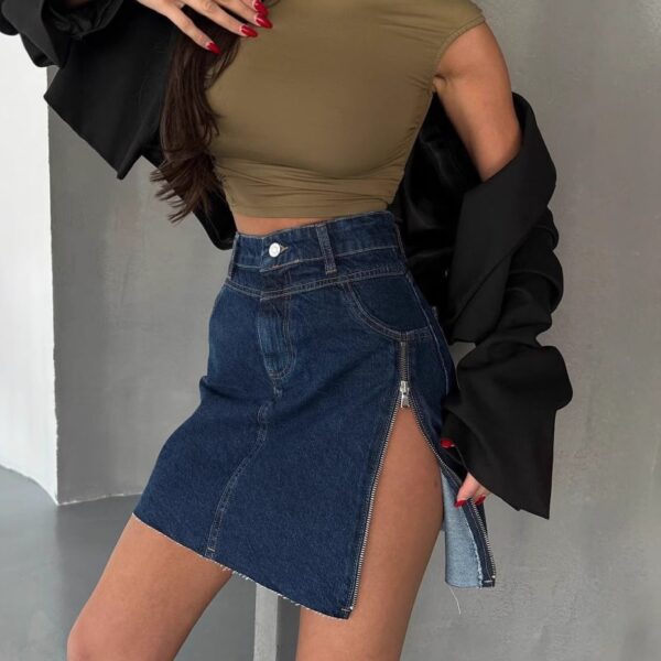 Asymmetrical Denim Mini Skirt - Beniz Kloset