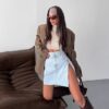 Asymmetrical Denim Mini Skirt - Beniz Kloset