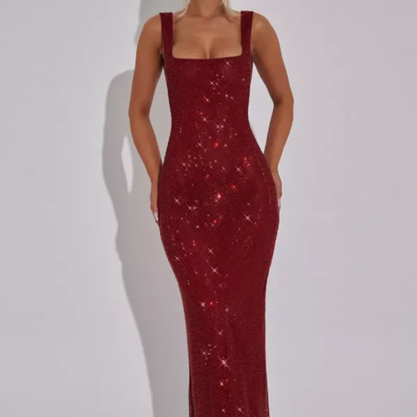 allover sequin fitted gown