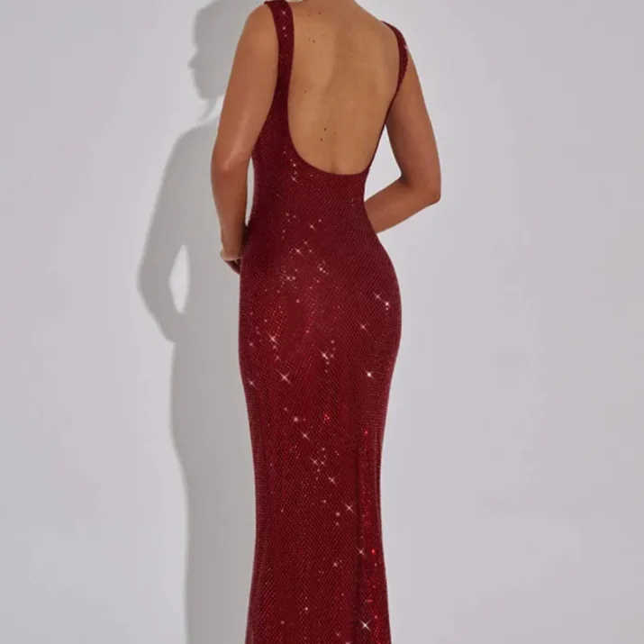 allover sequin fitted gown