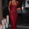 allover sequin fitted gown