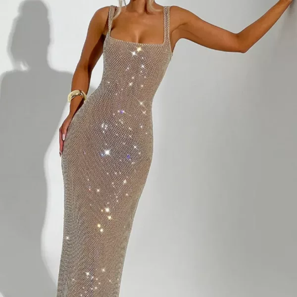 allover sequin fitted gown