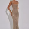 allover sequin fitted gown