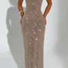 allover sequin fitted gown