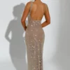allover sequin fitted gown