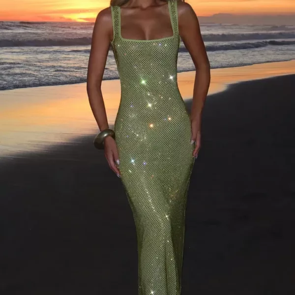 allover sequin fitted gown