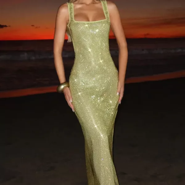 allover sequin fitted gown