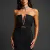 Crystal Studded Plunge Gown