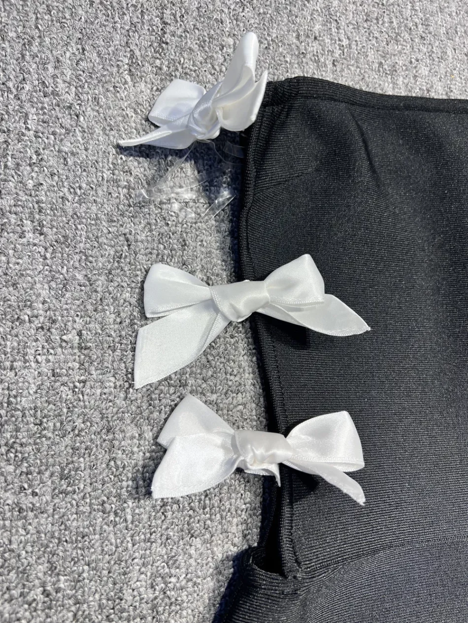 strapless side-bow bandage dress in black