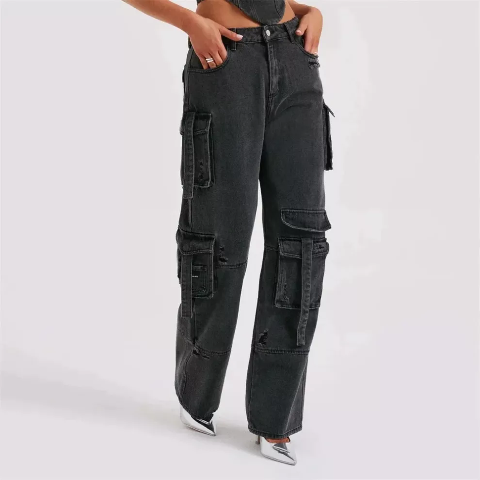 utility cargo denim pants - Beniz Kloset - Online shop women's