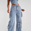 utility cargo denim pants - Beniz Kloset - Online shop women's