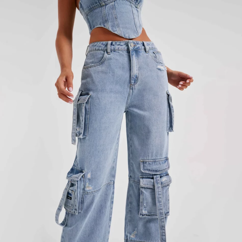 utility cargo denim pants - Beniz Kloset - Online shop women's