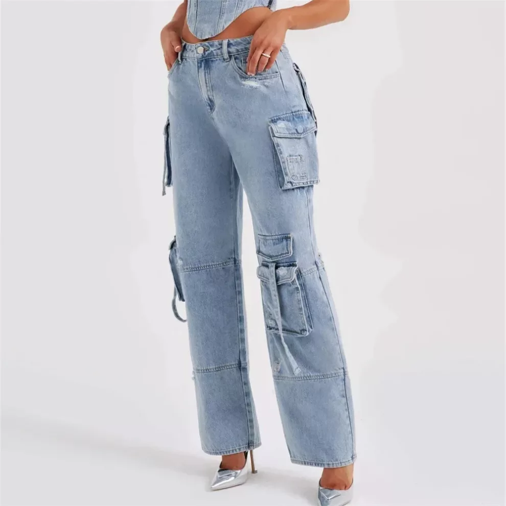 utility cargo denim pants - Beniz Kloset - Online shop women's