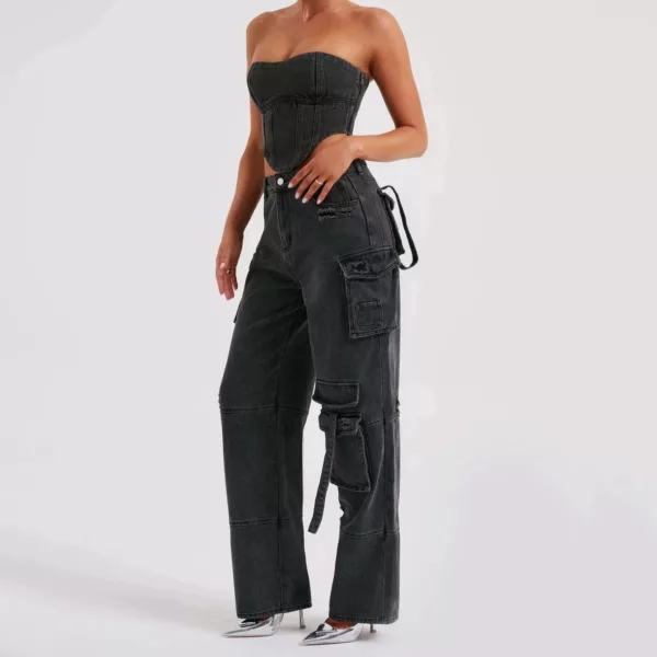utility cargo denim pants - Beniz Kloset - Online shop women's