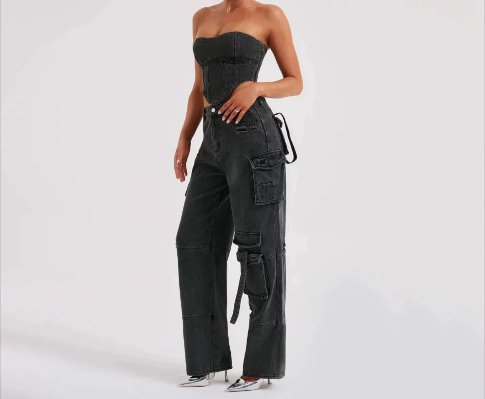utility cargo denim pants - Beniz Kloset - Online shop women's