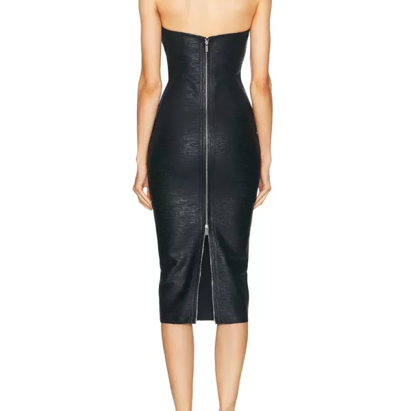 Black Bustier Bodycon Midi Dress- Beniz Kloset