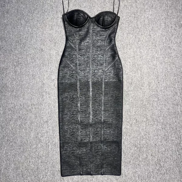 Black Bustier Bodycon Midi Dress- Beniz Kloset