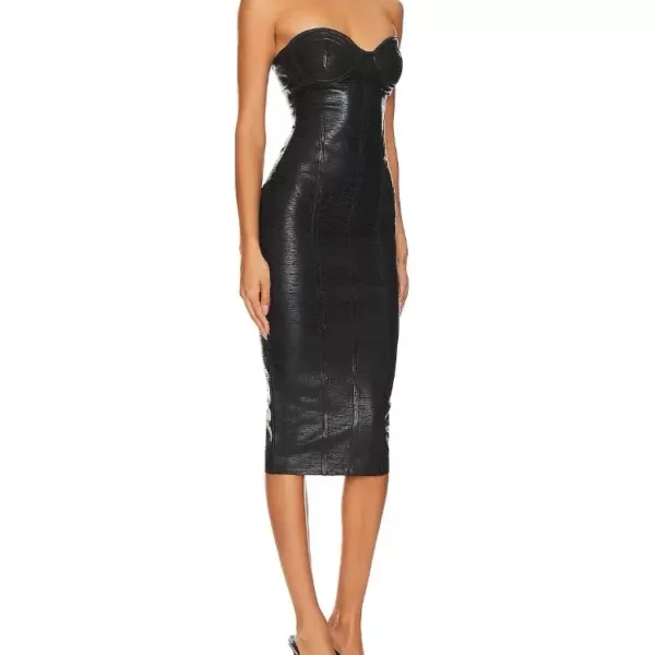 Black Bustier Bodycon Midi Dress- Beniz Kloset