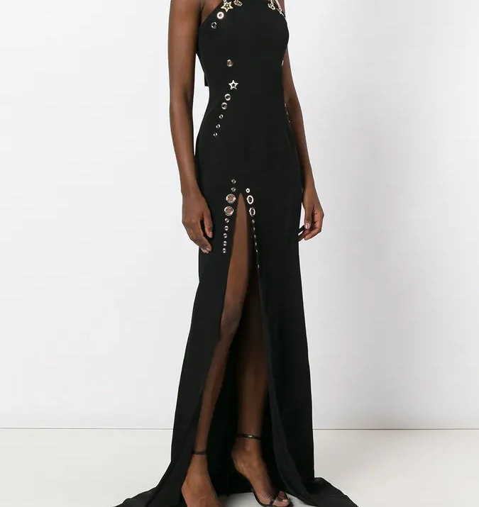 Chain Strap Grommet Gown
