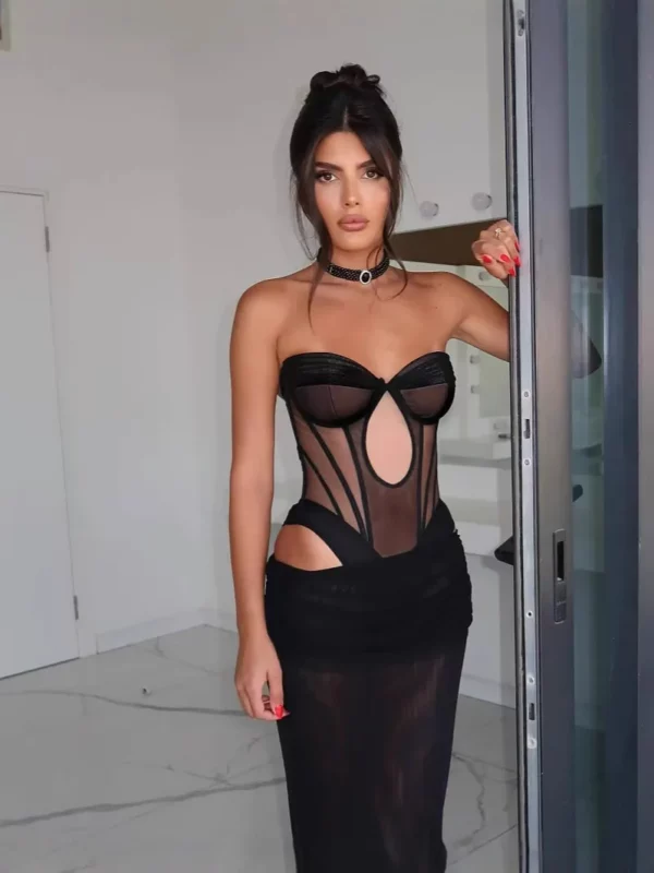Sheer Corset Evening Gown - Beniz Kloset