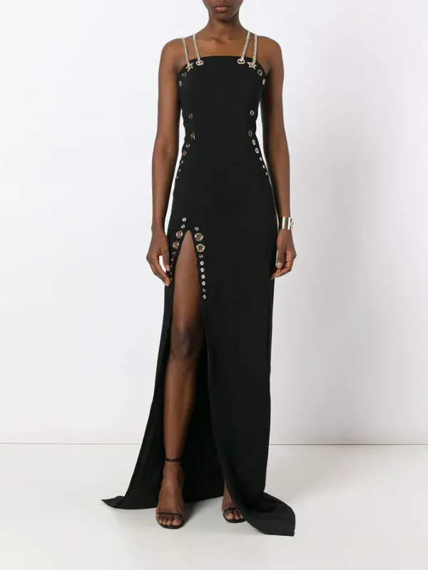 Chain Strap Grommet Gown