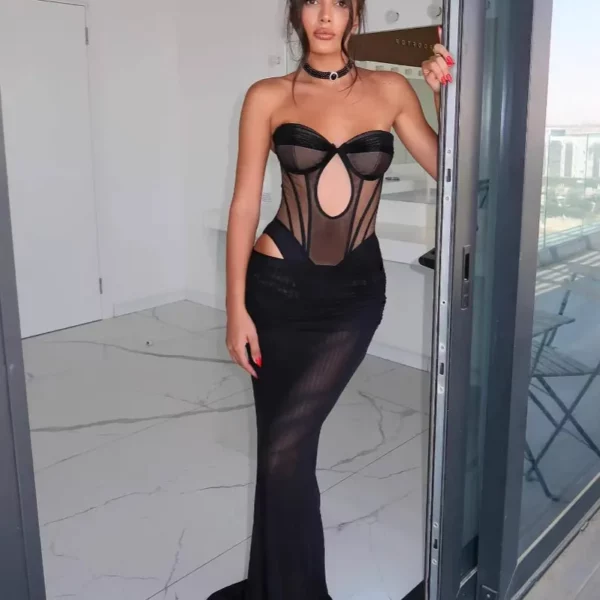 Sheer Corset Evening Gown - Beniz Kloset