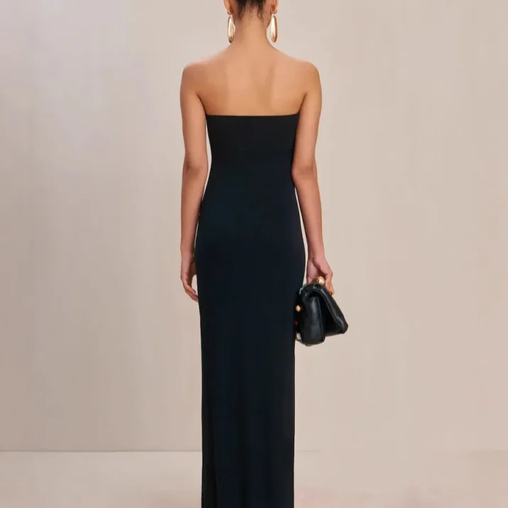 Strapless Plunge Black Gown - Image 2
