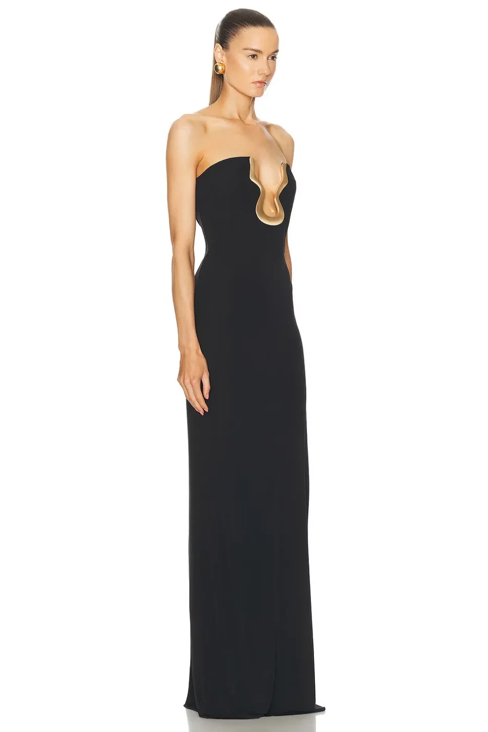 Strapless Plunge Black Gown - Image 4