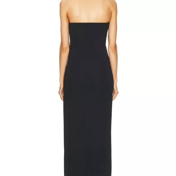 Strapless Plunge Black Gown 3