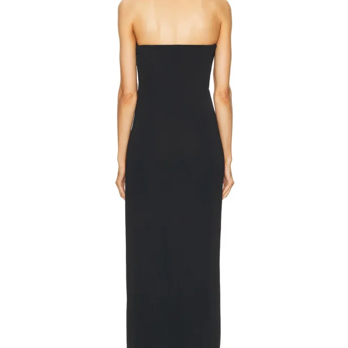 Strapless Plunge Black Gown 3