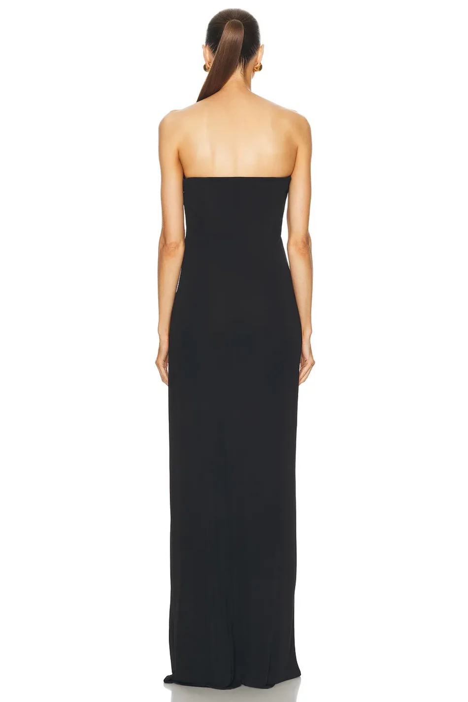 Strapless Plunge Black Gown 3