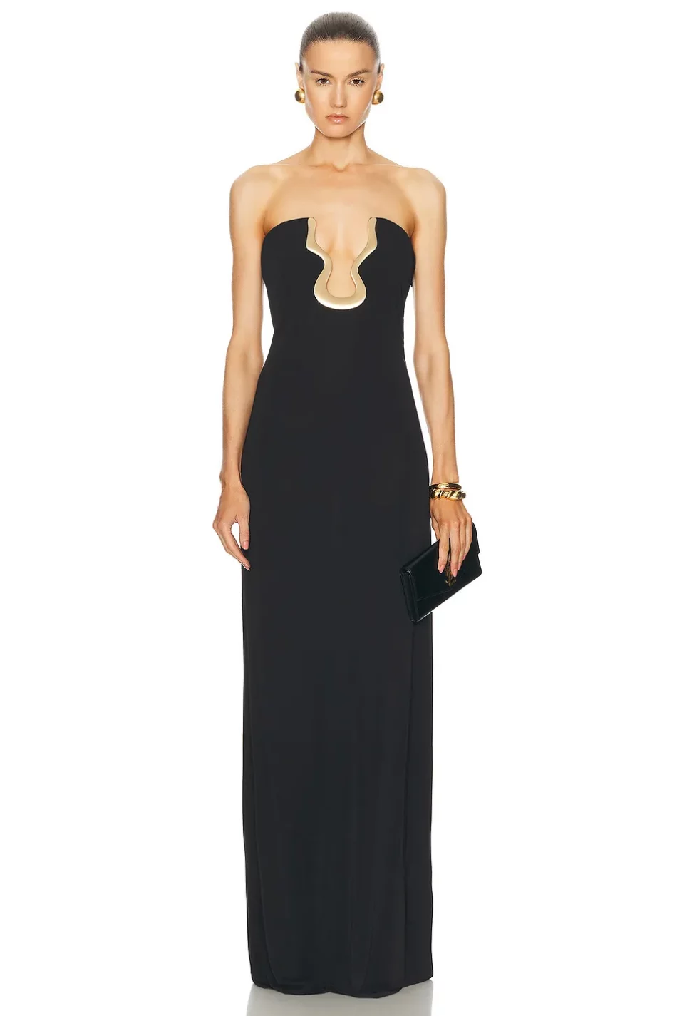 Strapless Plunge Black Gown - Image 3