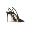 Black Fishnet Slingback Stiletto Heels