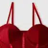 Burgundy Corset Mesh Sheer Bodysuit - Beniz Kloset Online Shop Women Clothing