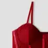 Burgundy Corset Mesh Sheer Bodysuit - Beniz Kloset Online Shop Women Clothing