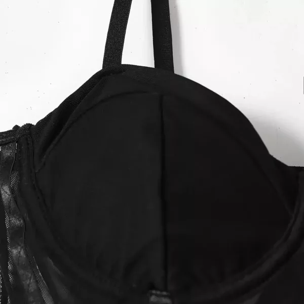 Black Corset Mesh Sheer Bodysuit - Beniz Kloset Online Shop Women Clothing