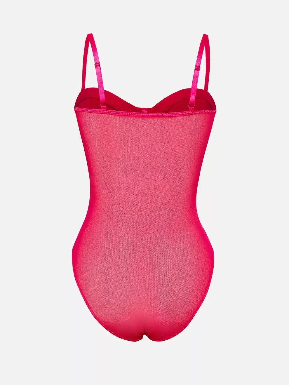 Red Corset Mesh Sheer Bodysuit - Beniz Kloset Online Shop Women Clothing