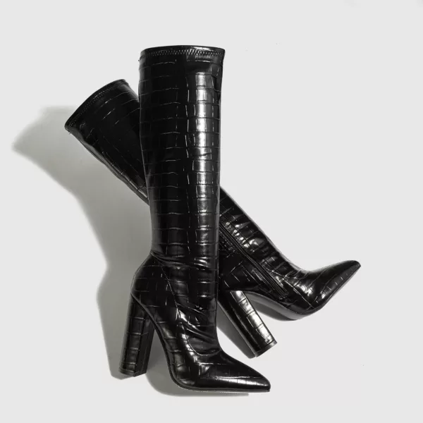 Croc Pointed Toe Boots - Beniz Kloset Women's Online Shop for Timeless Chic