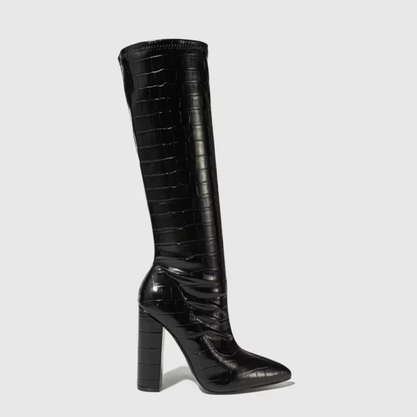 Croc Pointed Toe Boots - Beniz Kloset Women's Online Shop for Timeless Chic