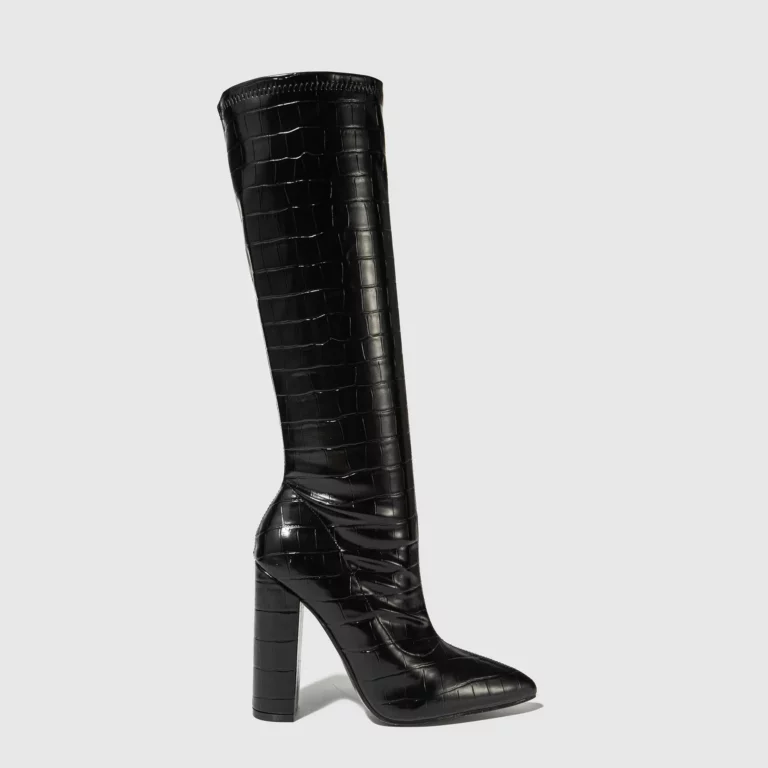 Croc Pointed Toe Boots - Beniz Kloset Women's Online Shop for Timeless Chic