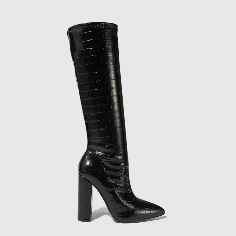 Croc Pointed Toe Boots - Beniz Kloset Women's Online Shop for Timeless Chic