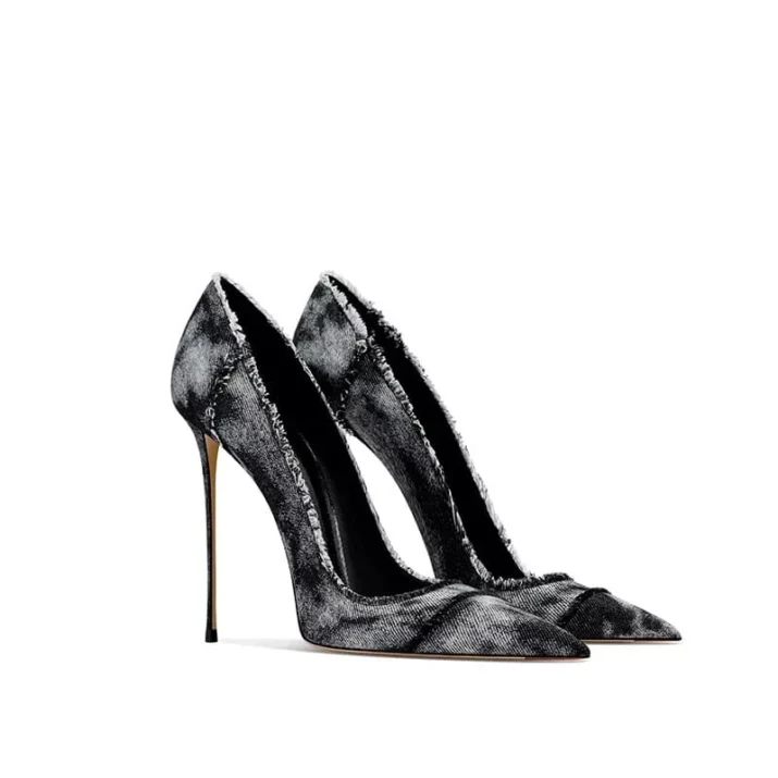 Alternative view of Distressed Denim Stiletto Heels